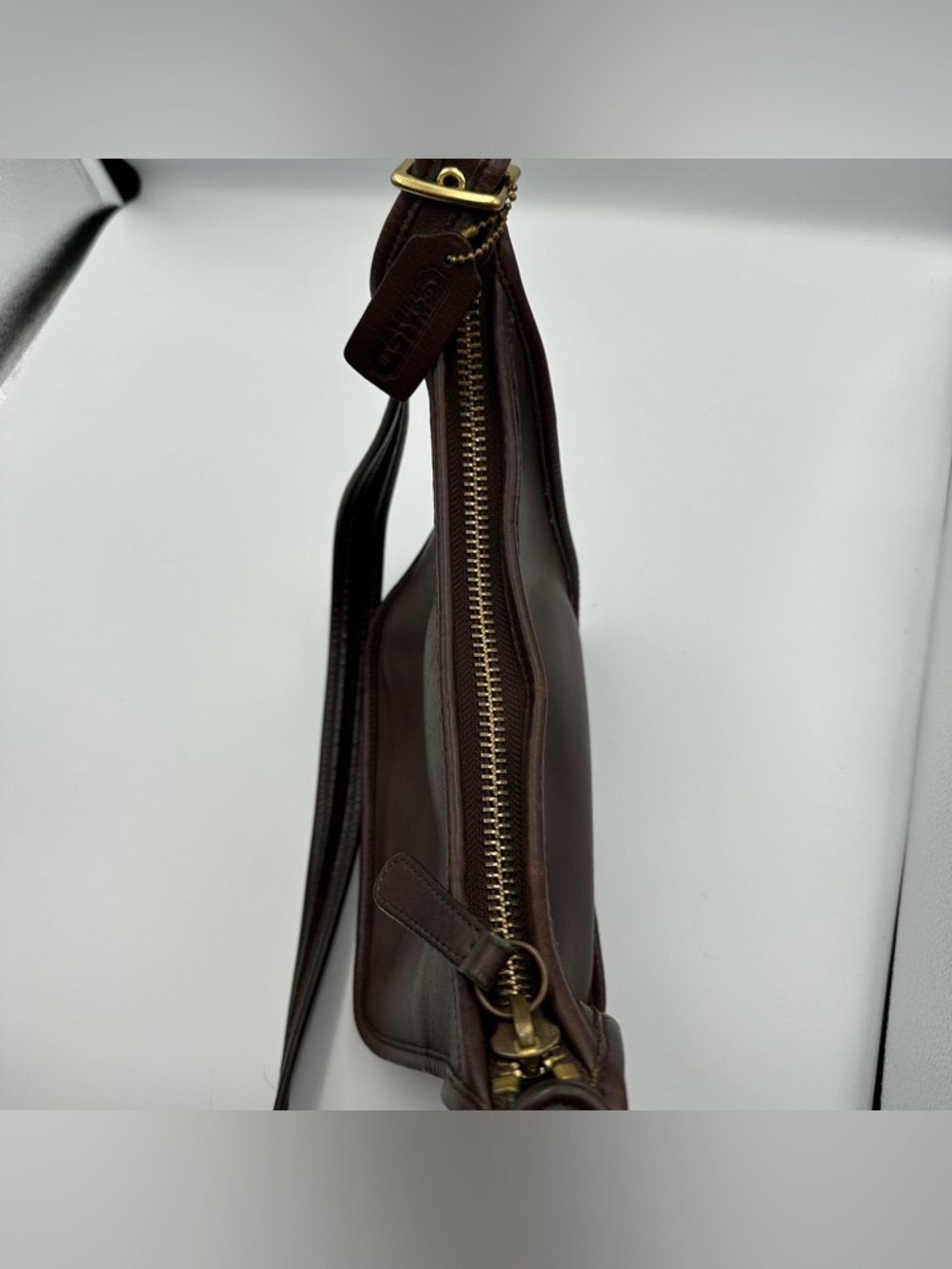 Vintage Coach 9950 Janice Legacy Brown Leather Shoulder Bag Classic Zip Purse - Picture 7 of 16